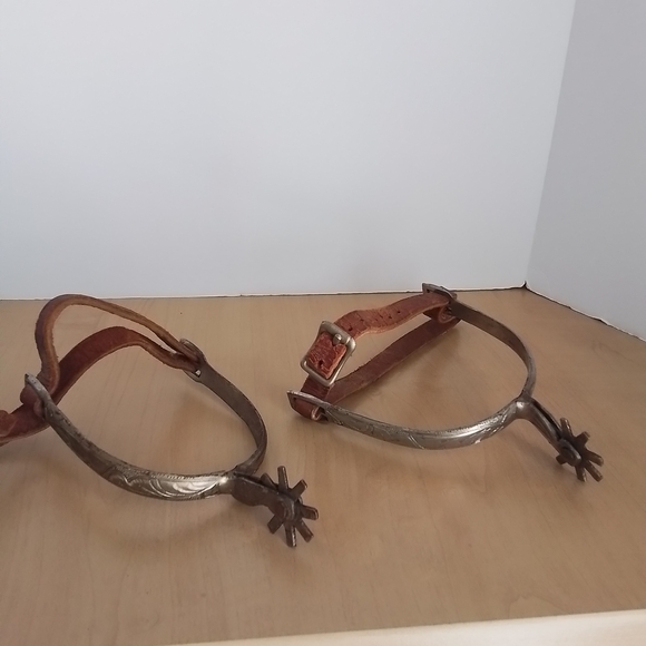 Vintage Silver and Brown Men's Spurs, 2 Pair - Picture 3 of 13